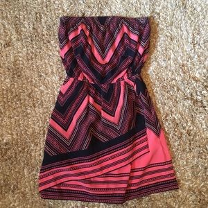 Express Chevron Strapless Dress